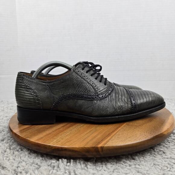 Mezlan Custom Mens 8M Bella Green Lizard Skin Cap Toe Brogue Oxford Dress Shoe main image 14